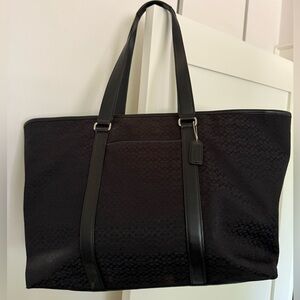 Y2K Era - Vintage Coach Hampton XL Signature Canvas Tote Bag | Black | F77012
